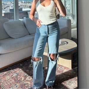 Zara Wide Leg Distressed Jean